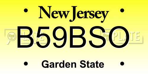 B59BSO New Jersey License Plate