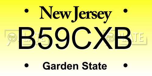 B59CXB New Jersey License Plate