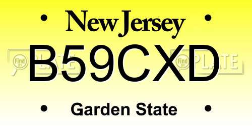 B59CXD New Jersey License Plate