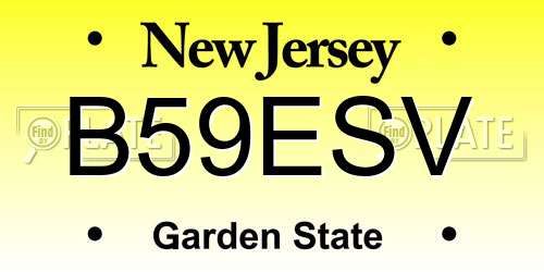 B59ESV New Jersey License Plate