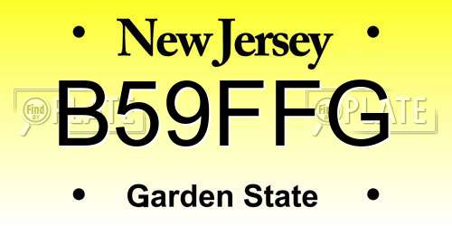 B59FFG New Jersey License Plate