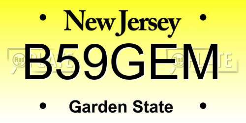 B59GEM New Jersey License Plate