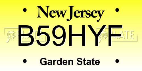 B59HYF New Jersey License Plate