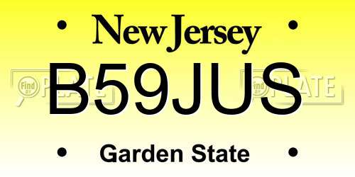 B59JUS New Jersey License Plate