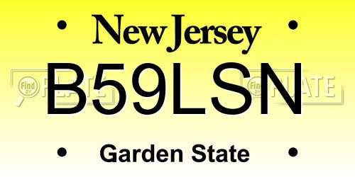 B59LSN New Jersey License Plate