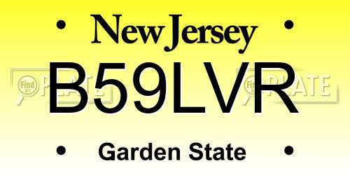 B59LVR New Jersey License Plate