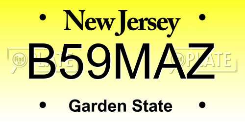 B59MAZ New Jersey License Plate