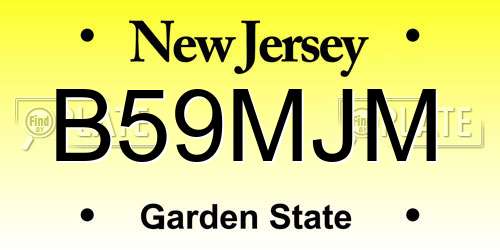 B59MJM New Jersey License Plate