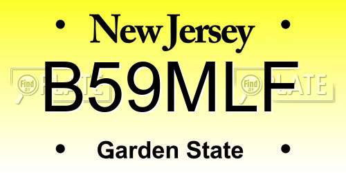 B59MLF New Jersey License Plate
