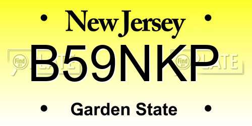 B59NKP New Jersey License Plate