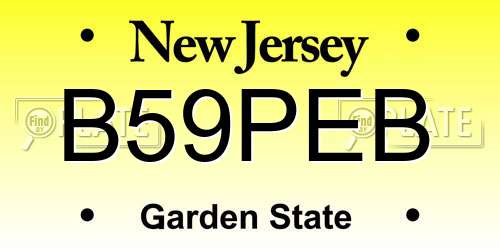 B59PEB New Jersey License Plate