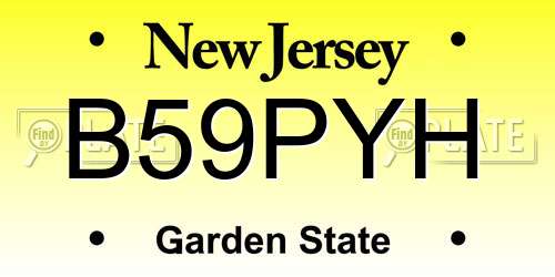 B59PYH New Jersey License Plate