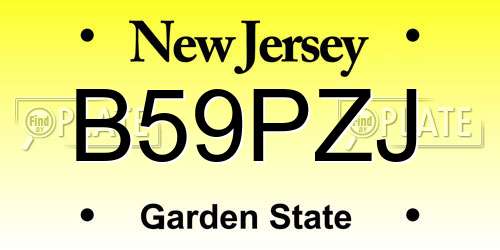B59PZJ New Jersey License Plate