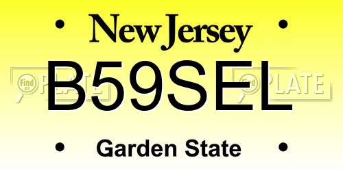 B59SEL New Jersey License Plate