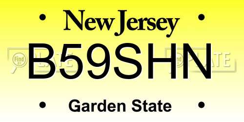 B59SHN New Jersey License Plate
