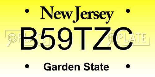 B59TZC New Jersey License Plate