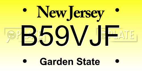 B59VJF New Jersey License Plate