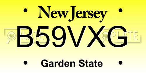 B59VXG New Jersey License Plate