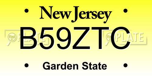 B59ZTC New Jersey License Plate