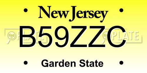 B59ZZC New Jersey License Plate