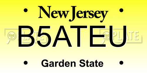 B5ATEU New Jersey License Plate