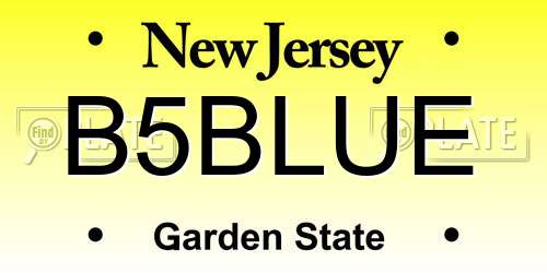 B5BLUE New Jersey License Plate