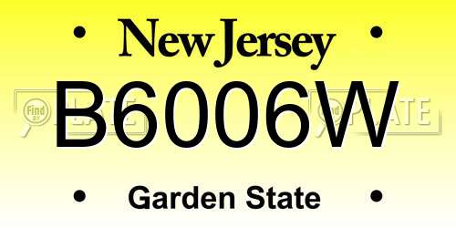B6006W New Jersey License Plate