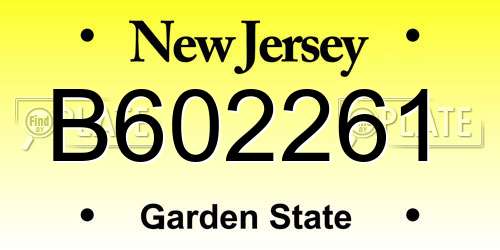 B602261 New Jersey License Plate