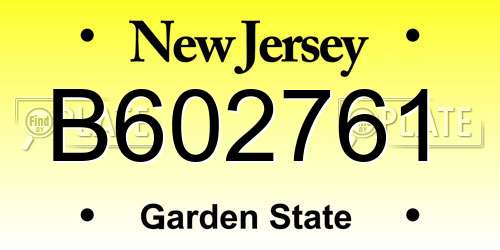 B602761 New Jersey License Plate