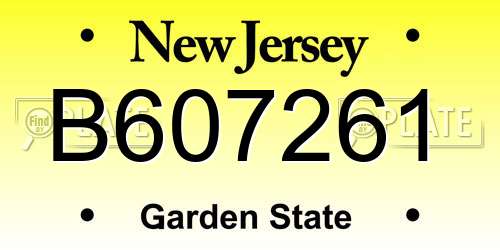 B607261 New Jersey License Plate