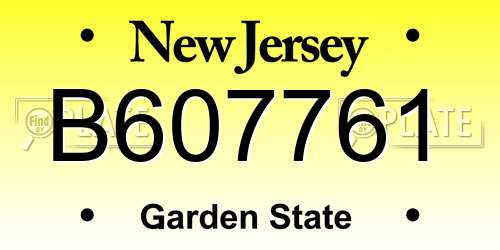 B607761 New Jersey License Plate