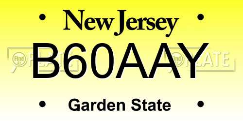 B60AAY New Jersey License Plate