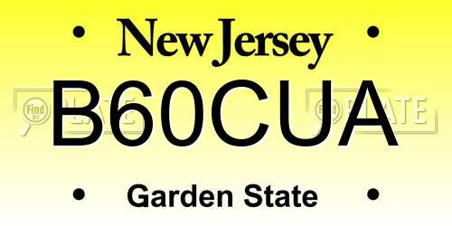 B60CUA New Jersey License Plate