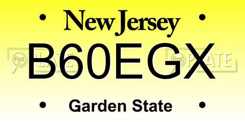 B60EGX New Jersey License Plate