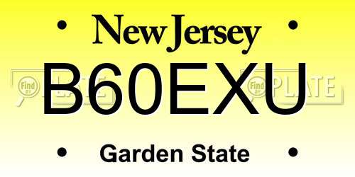 B60EXU New Jersey License Plate