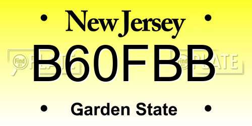 B60FBB New Jersey License Plate