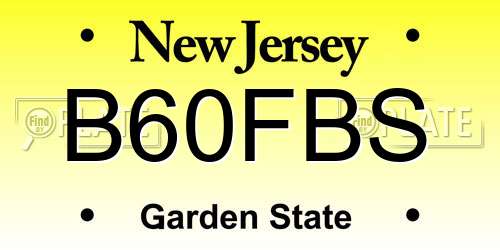 B60FBS New Jersey License Plate