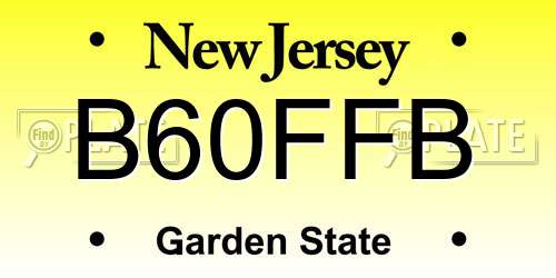 B60FFB New Jersey License Plate