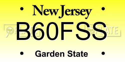 B60FSS New Jersey License Plate