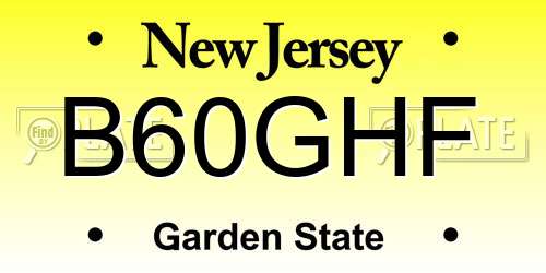 B60GHF New Jersey License Plate