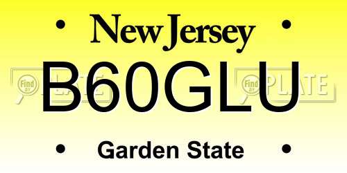 B60GLU New Jersey License Plate