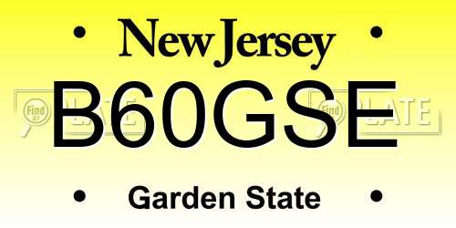 B60GSE New Jersey License Plate