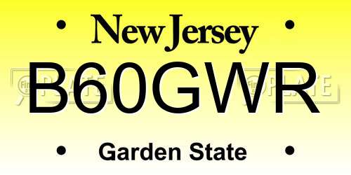 B60GWR New Jersey License Plate
