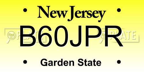 B60JPR New Jersey License Plate