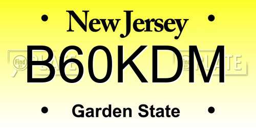 B60KDM New Jersey License Plate