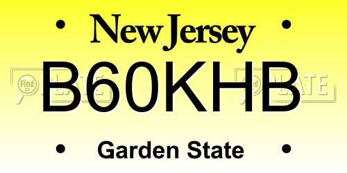 B60KHB New Jersey License Plate