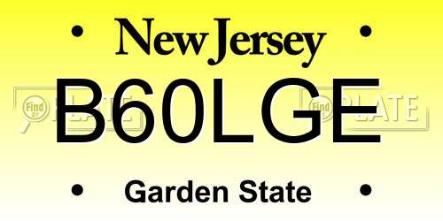 B60LGE New Jersey License Plate