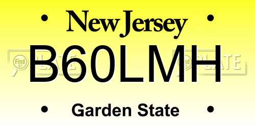 B60LMH New Jersey License Plate