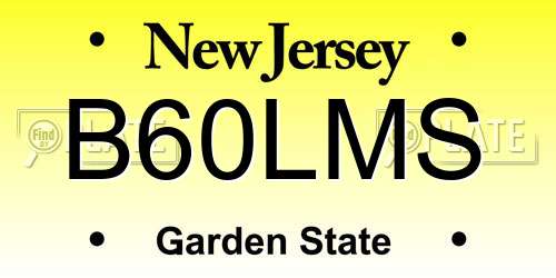 B60LMS New Jersey License Plate