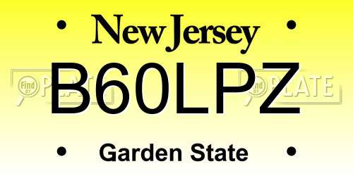 B60LPZ New Jersey License Plate